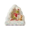 Figurine Le Grinch ( The Grinch ) Grincheux Et Max Sur Montagne Enneigée Illumine