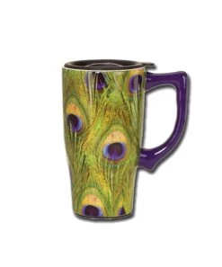 Plume De Paon ( Tasse De Transport En Céramique )